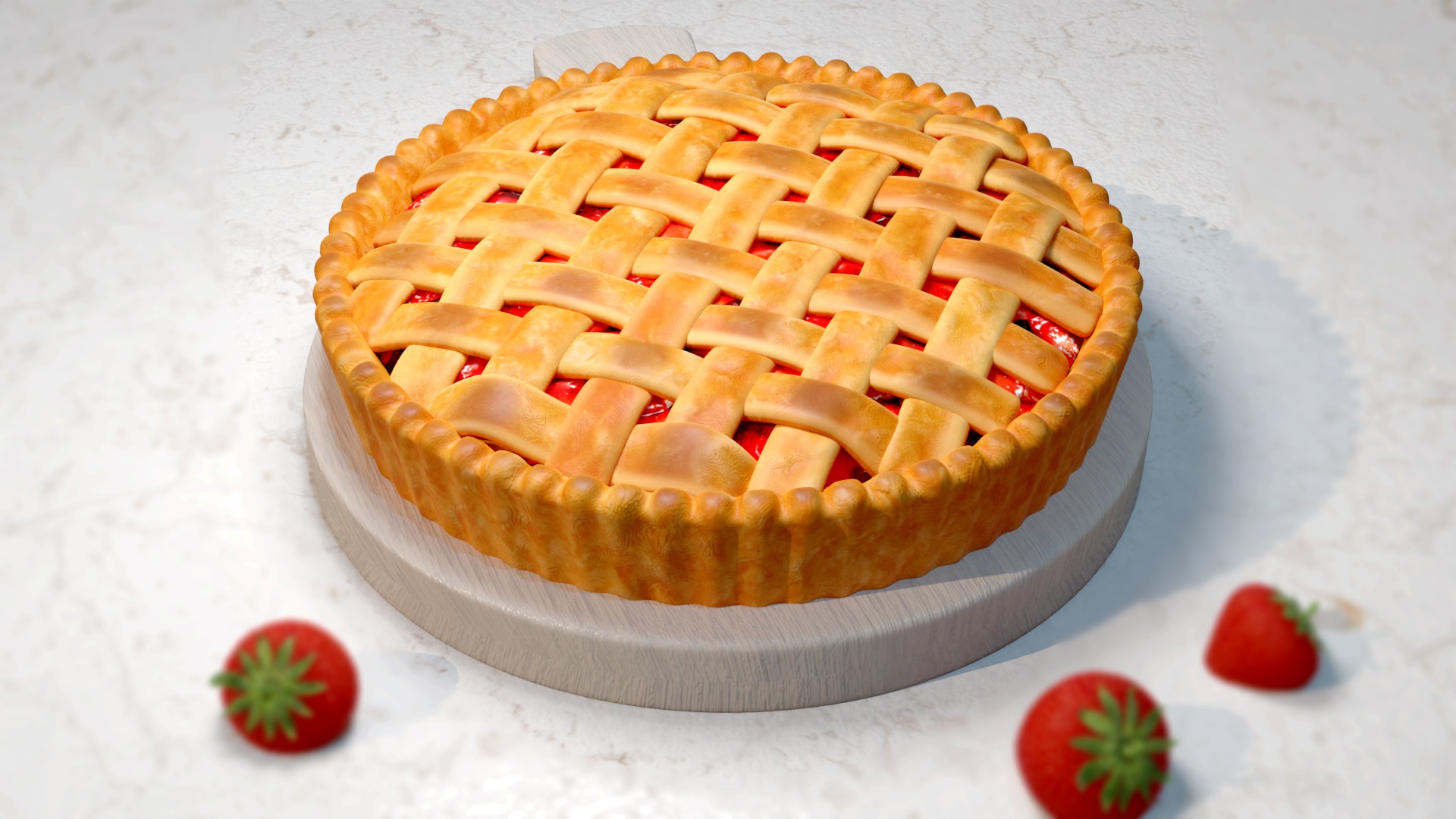 3D Model of Strawberry Pie 3D model_6