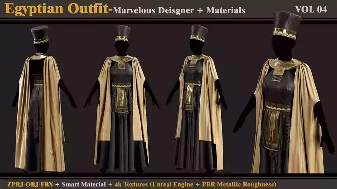 Egyptian Outfit-MD-Clo3d-Smart Material- Textures-OBJ-FBX 