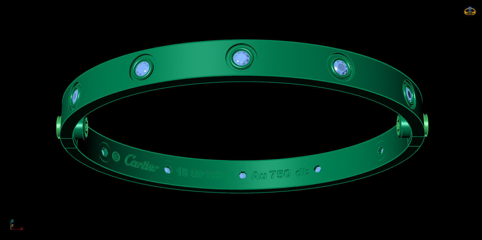 Love Bracelet 18 Size Full Gem 3D print model_12