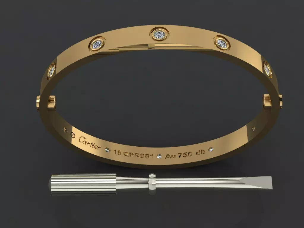 Love Bracelet 18 Size Full Gem 3D print model_0