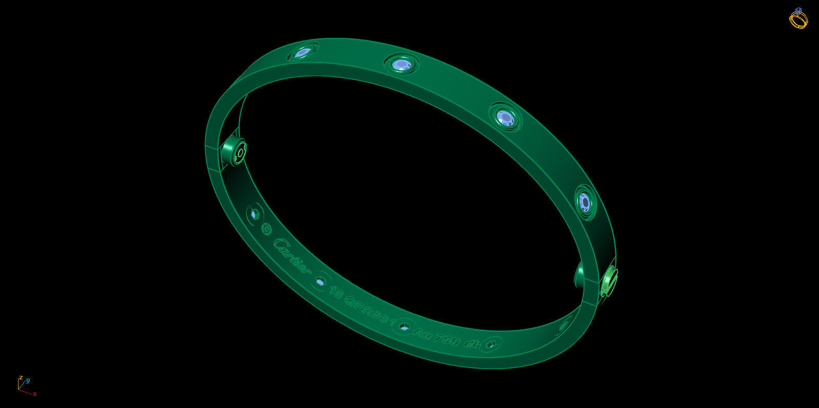 Love Bracelet 18 Size Full Gem 3D print model_6