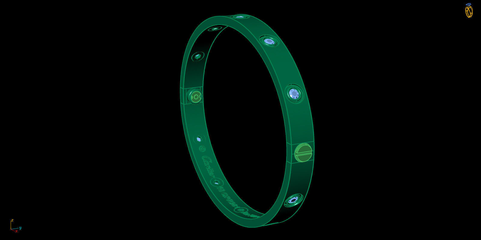 Love Bracelet 18 Size Full Gem 3D print model_13