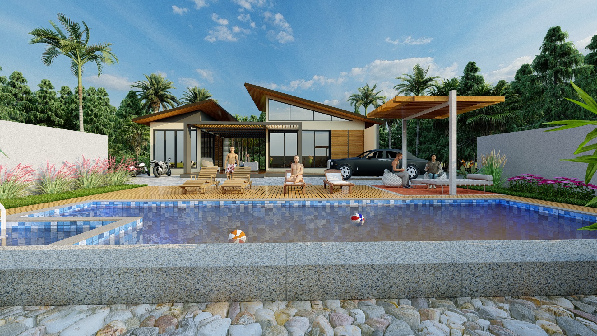  Exterior resort Scene Sketchup Model by  forest area 3D model_2