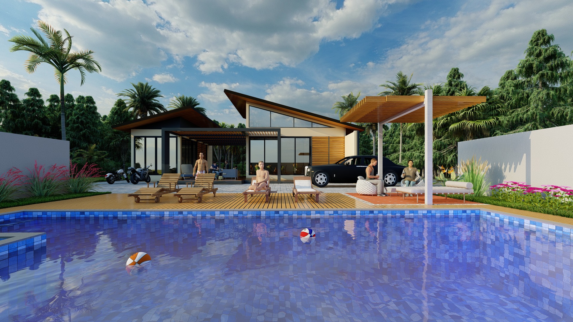  Exterior resort Scene Sketchup Model by  forest area 3D model_4