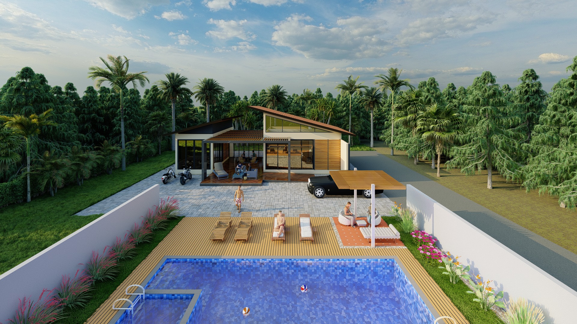 Exterior resort Scene Sketchup Model by  forest area 3D model_5