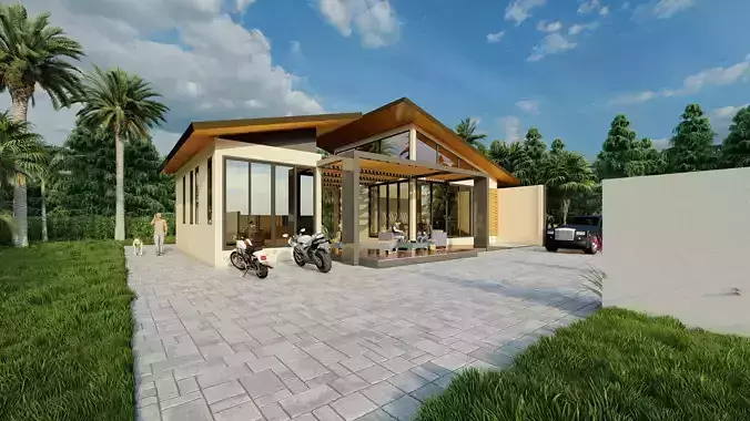  Exterior resort Scene Sketchup Model by  forest area