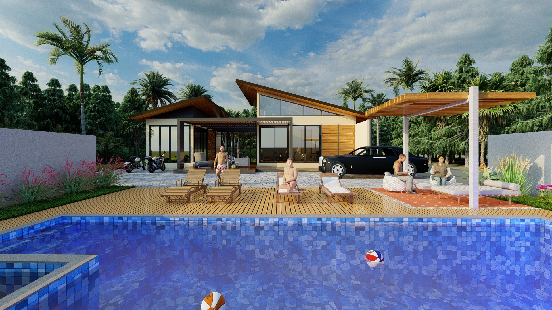  Exterior resort Scene Sketchup Model by  forest area 3D model_1