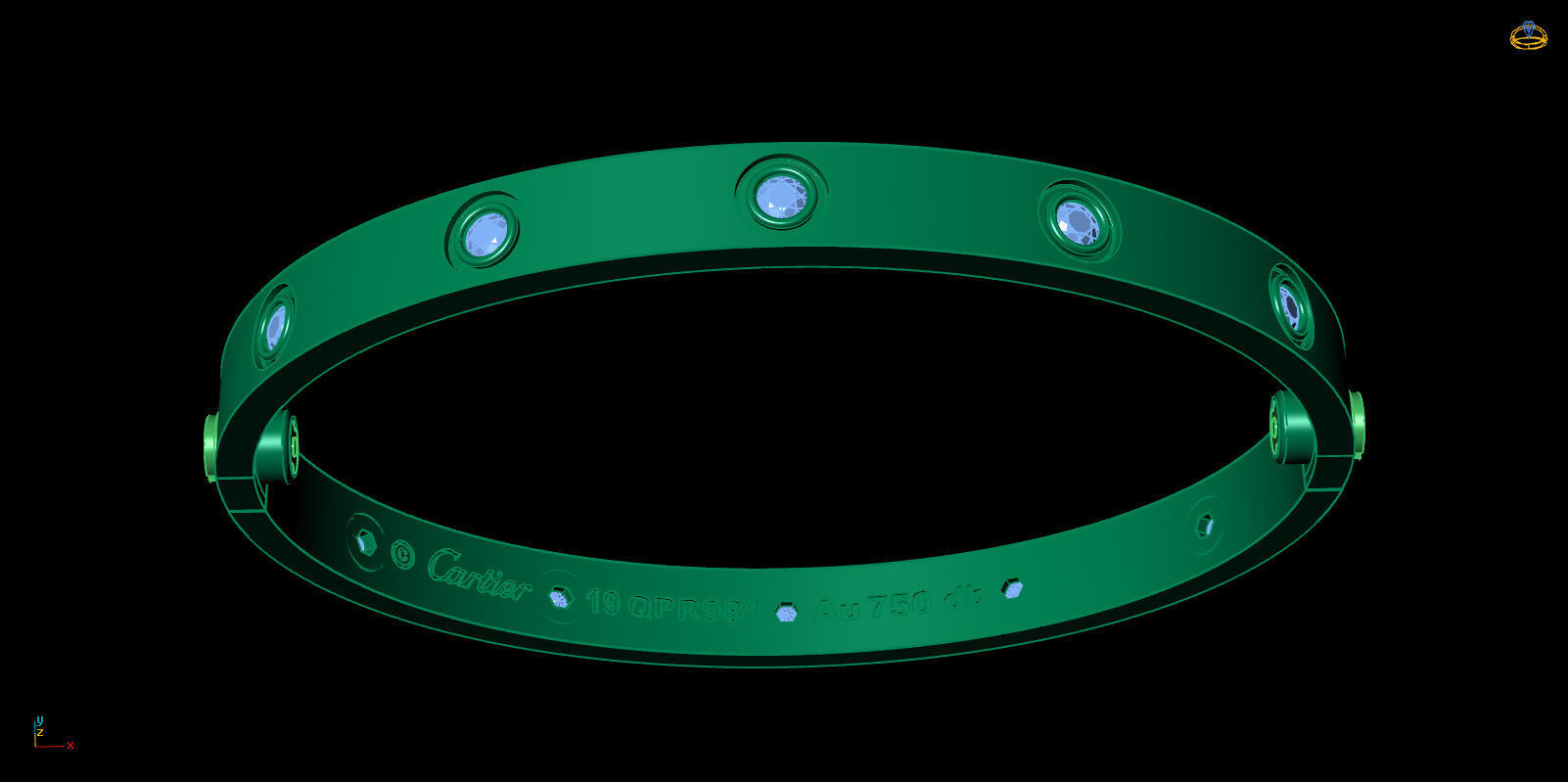 Love Bracelet 19 Size Full Gem 3D print model_12