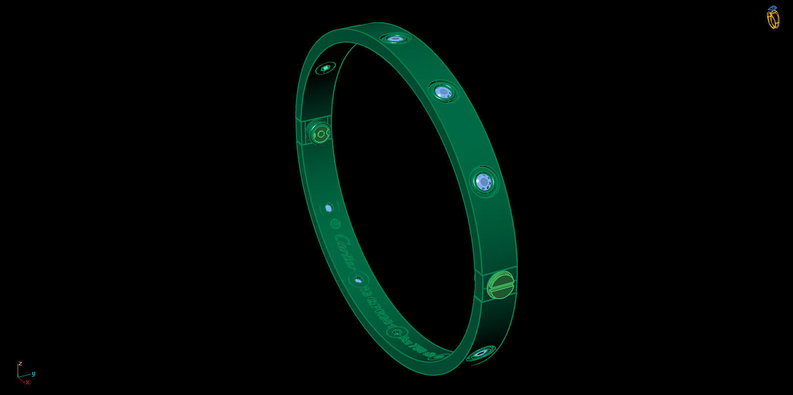 Love Bracelet 19 Size Full Gem 3D print model_13