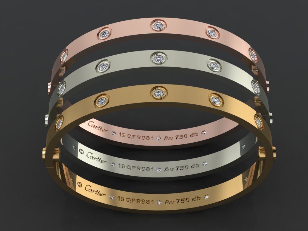 Love Bracelet 19 Size Full Gem 3D print model_2