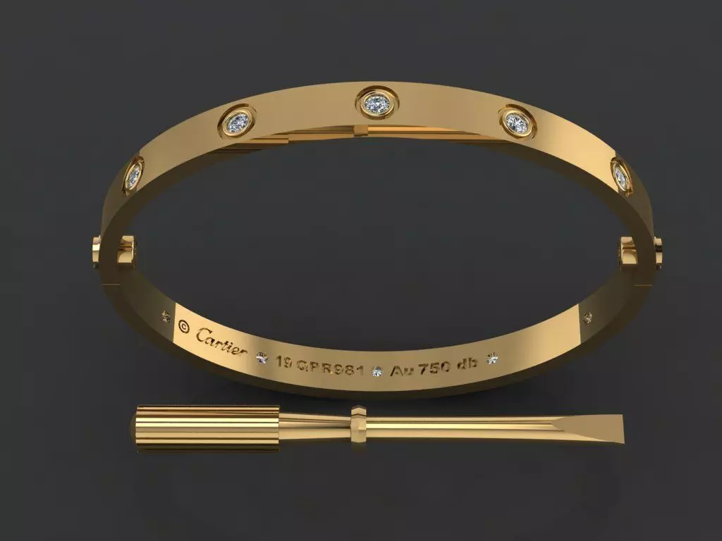 Love Bracelet 19 Size Full Gem 3D print model_0