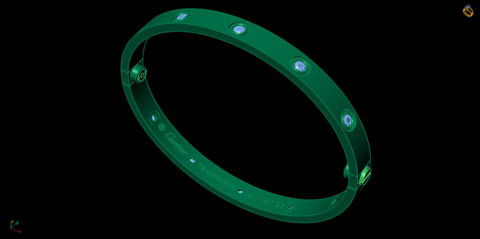 Love Bracelet 19 Size Full Gem 3D print model_6