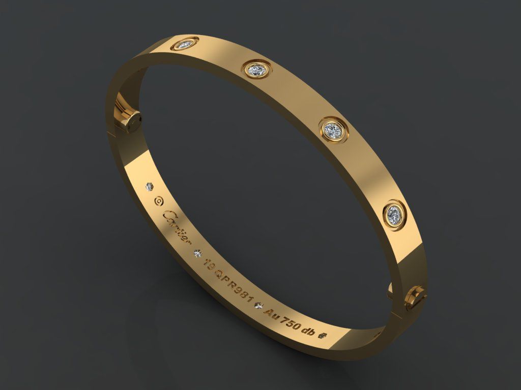 Love Bracelet 19 Size Full Gem 3D print model_1