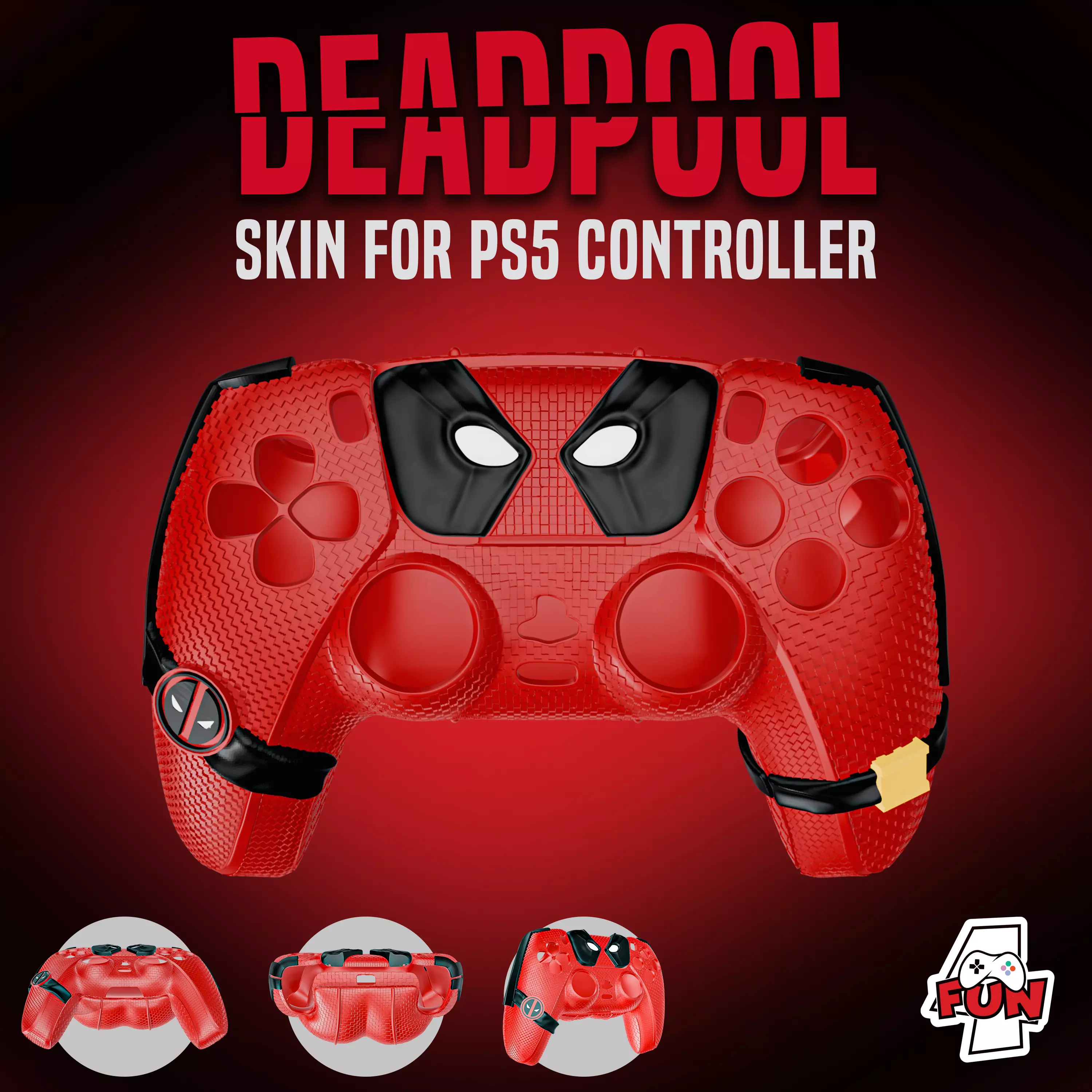 Deadpool controller cover for PS5 decorative 3MF file included 3D print model_0