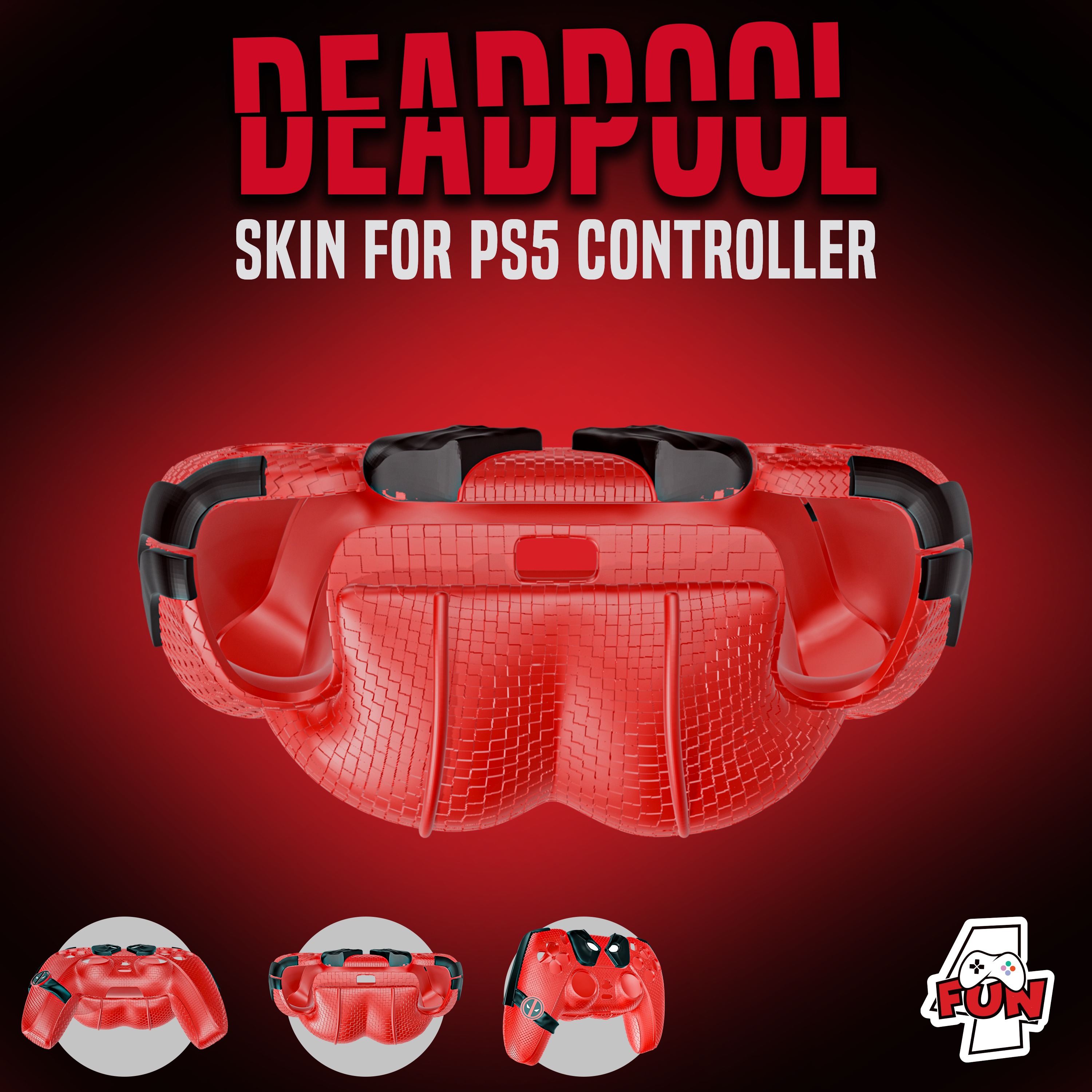 Deadpool controller cover for PS5 decorative 3MF file included 3D print model_2