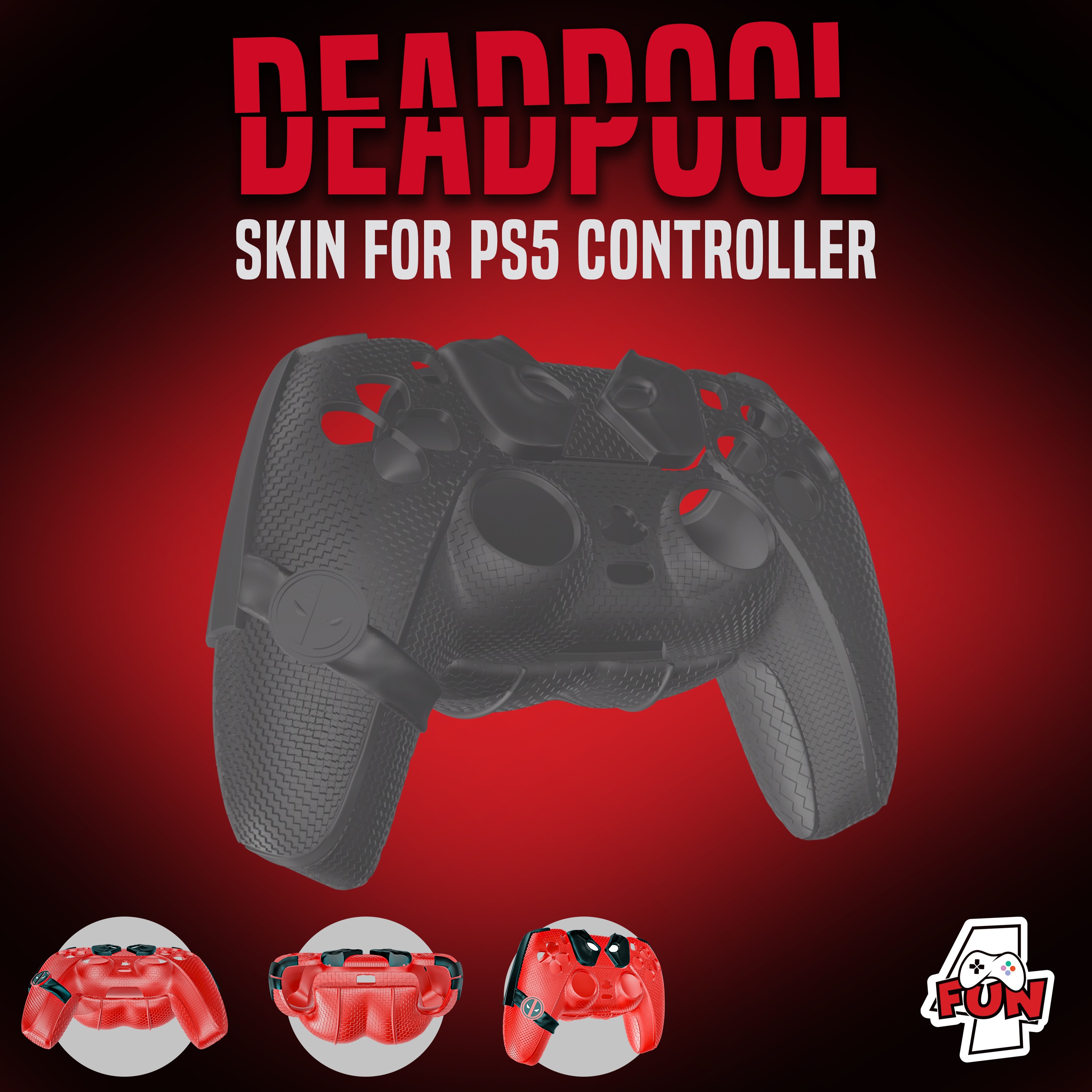 Deadpool controller cover for PS5 decorative 3MF file included 3D print model_5