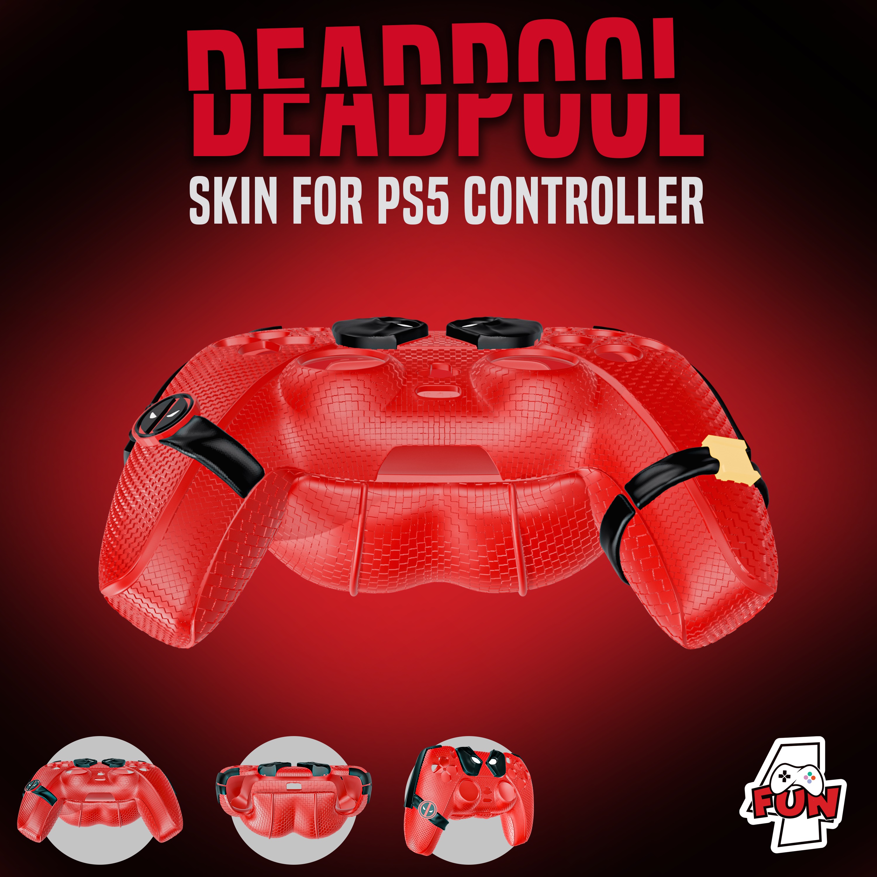 Deadpool controller cover for PS5 decorative 3MF file included 3D print model_1