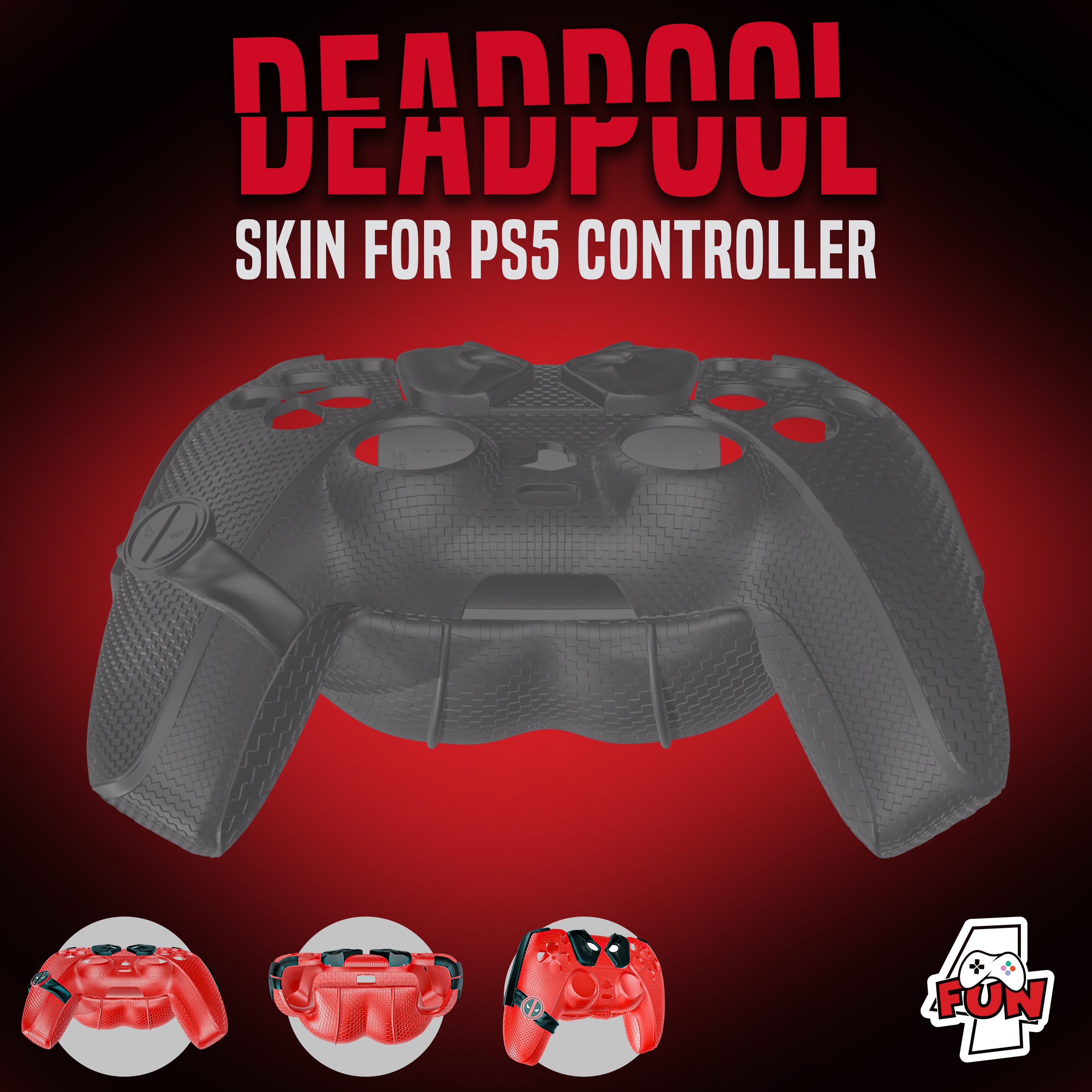 Deadpool controller cover for PS5 decorative 3MF file included 3D print model_3
