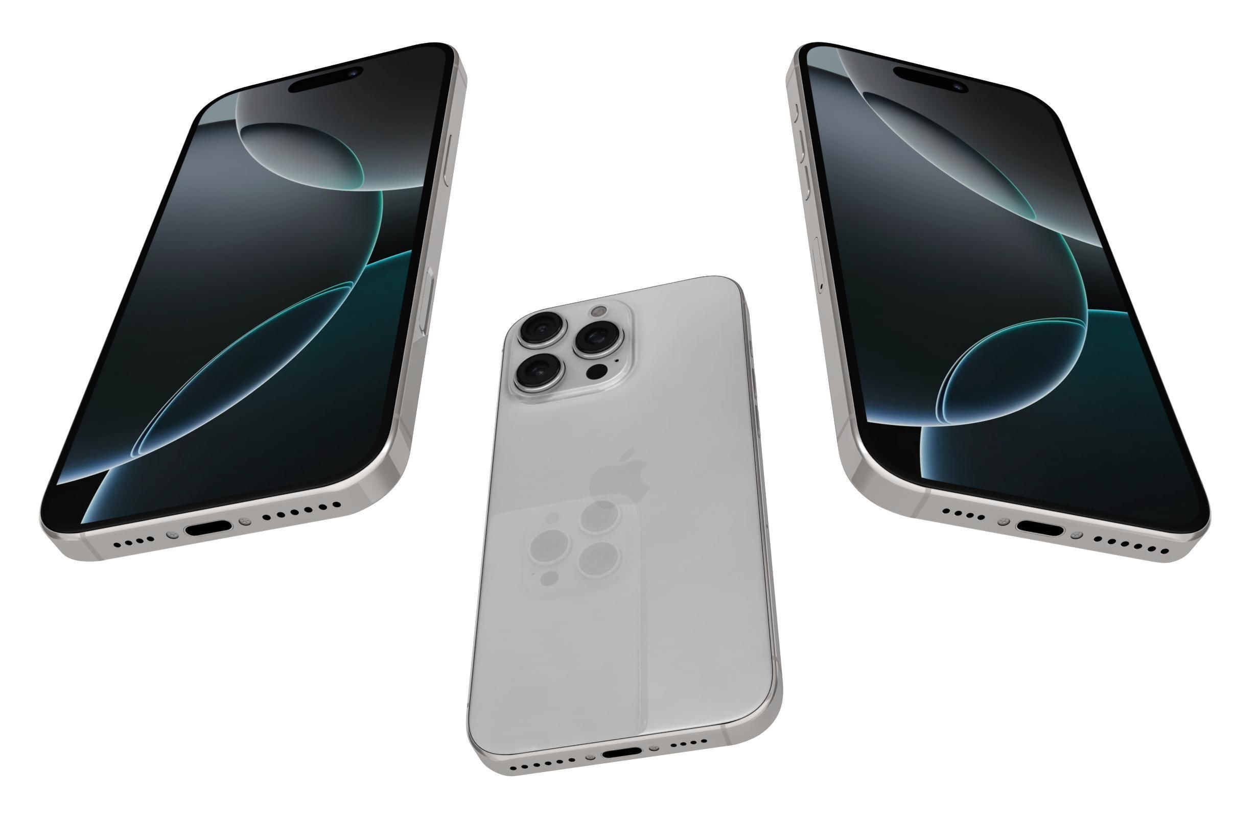 Apple iPhone 16 Pro Max White Titanium 3D model_1