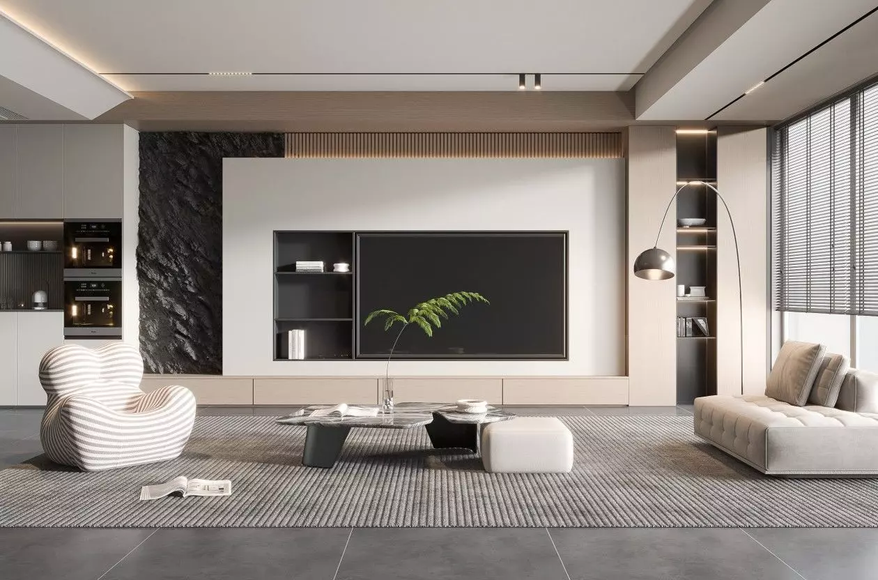 Interior apartment living room 32 3D model_0