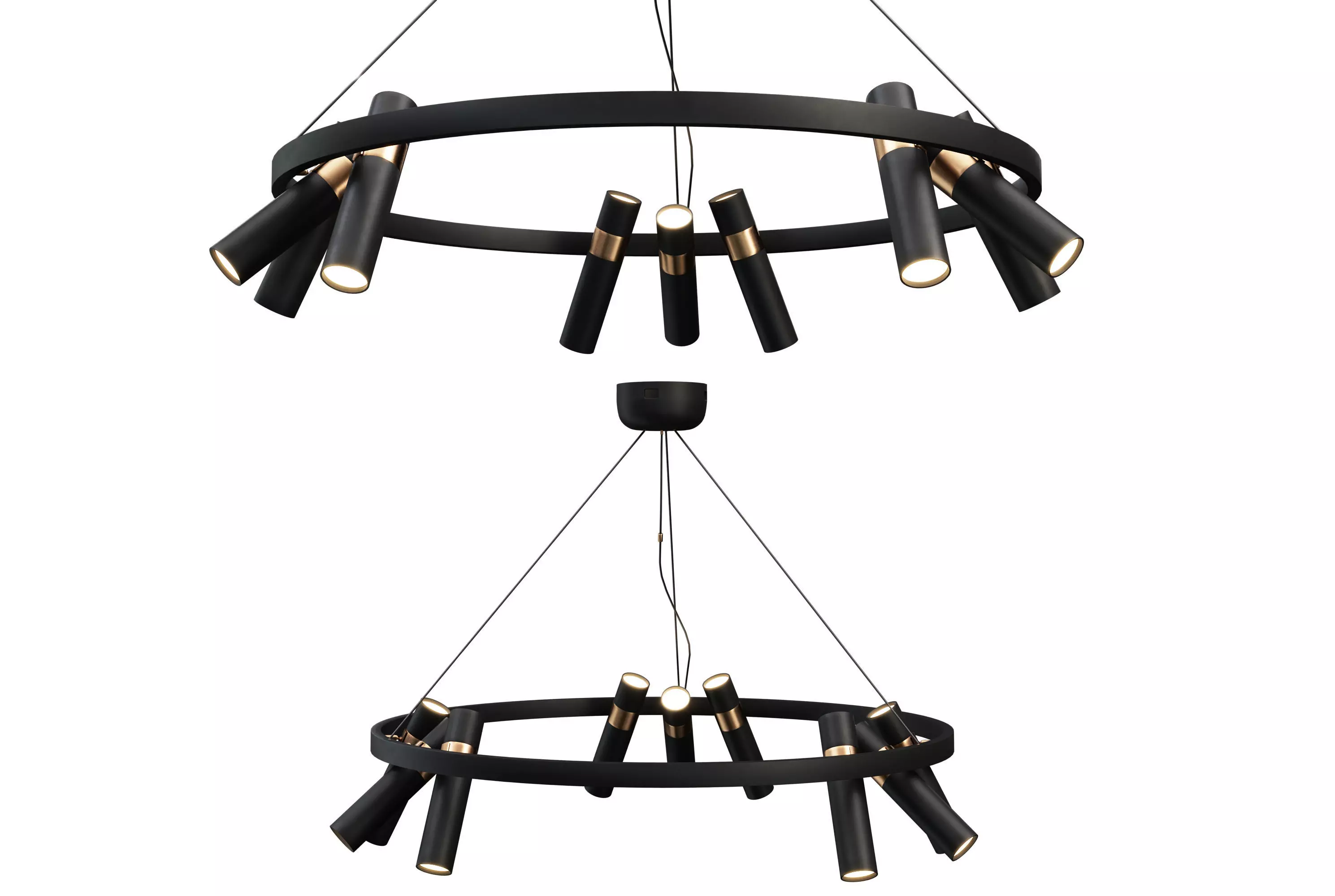 Black Mutil Pipe Chandelier 9 Lamps 3D model