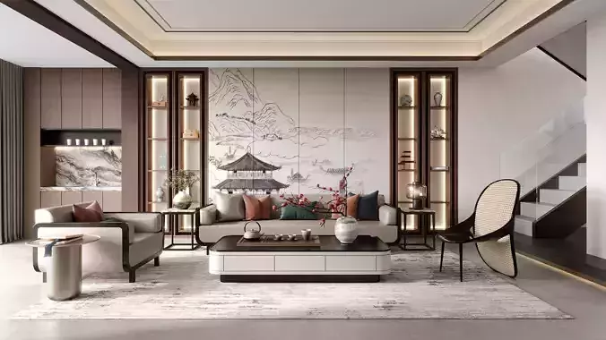 Chinese style living room 3 3D model