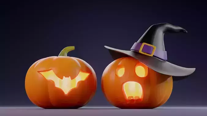 3D Model of Bat Halloween Pumpkins 3D model