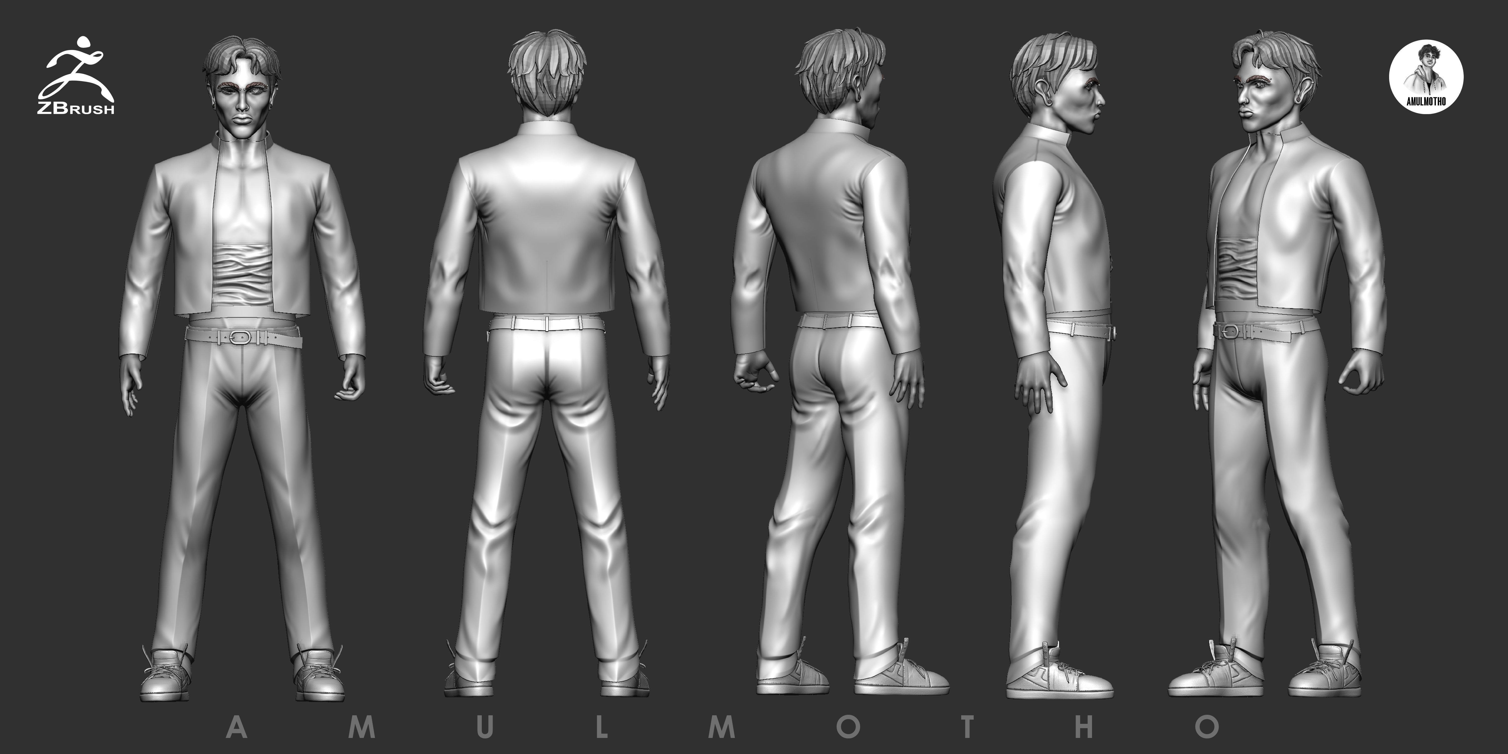 KOREAN GANGSTER OR STREET FIGHTER Low-poly 3D model_13
