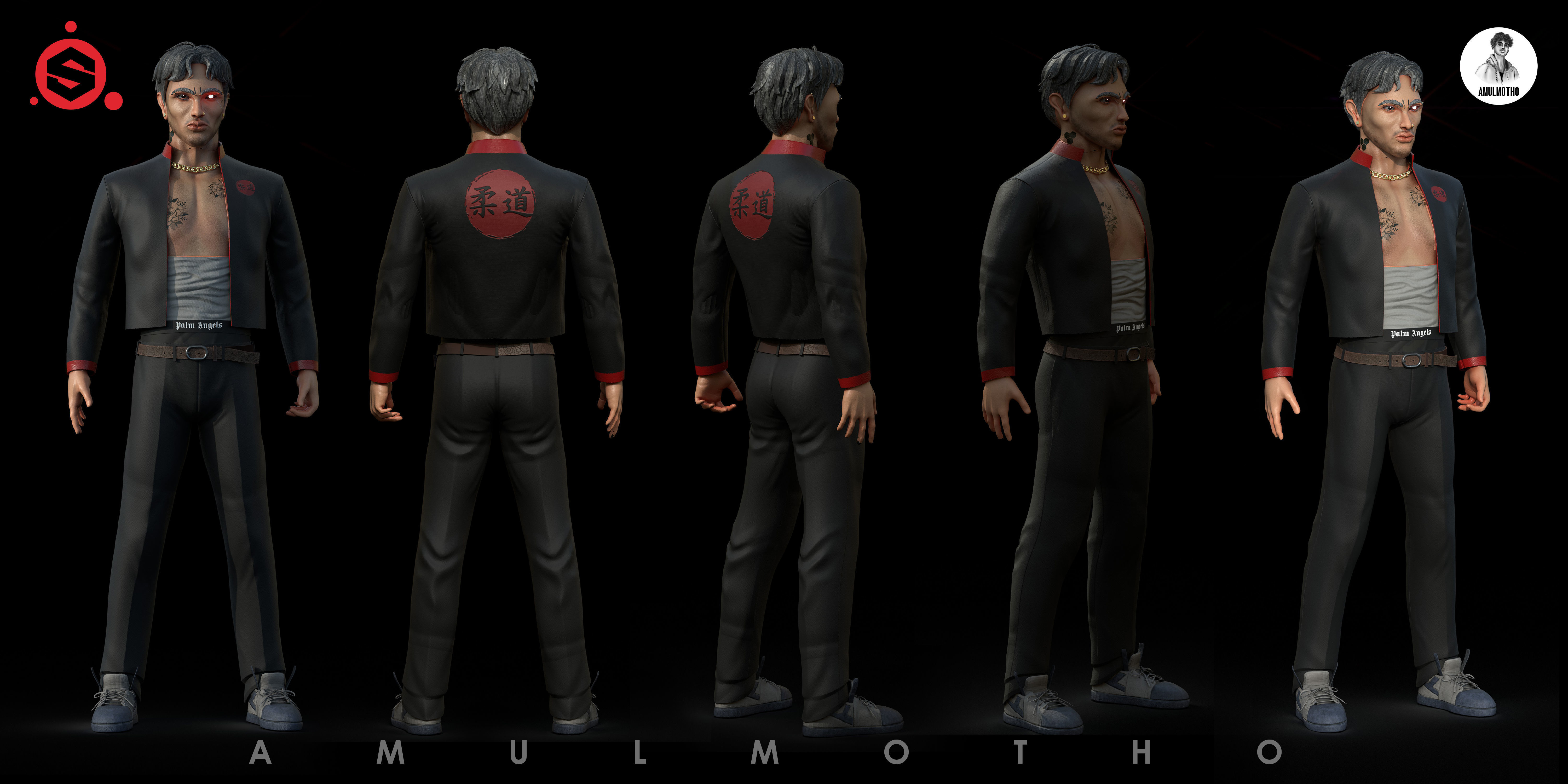 KOREAN GANGSTER OR STREET FIGHTER Low-poly 3D model_12