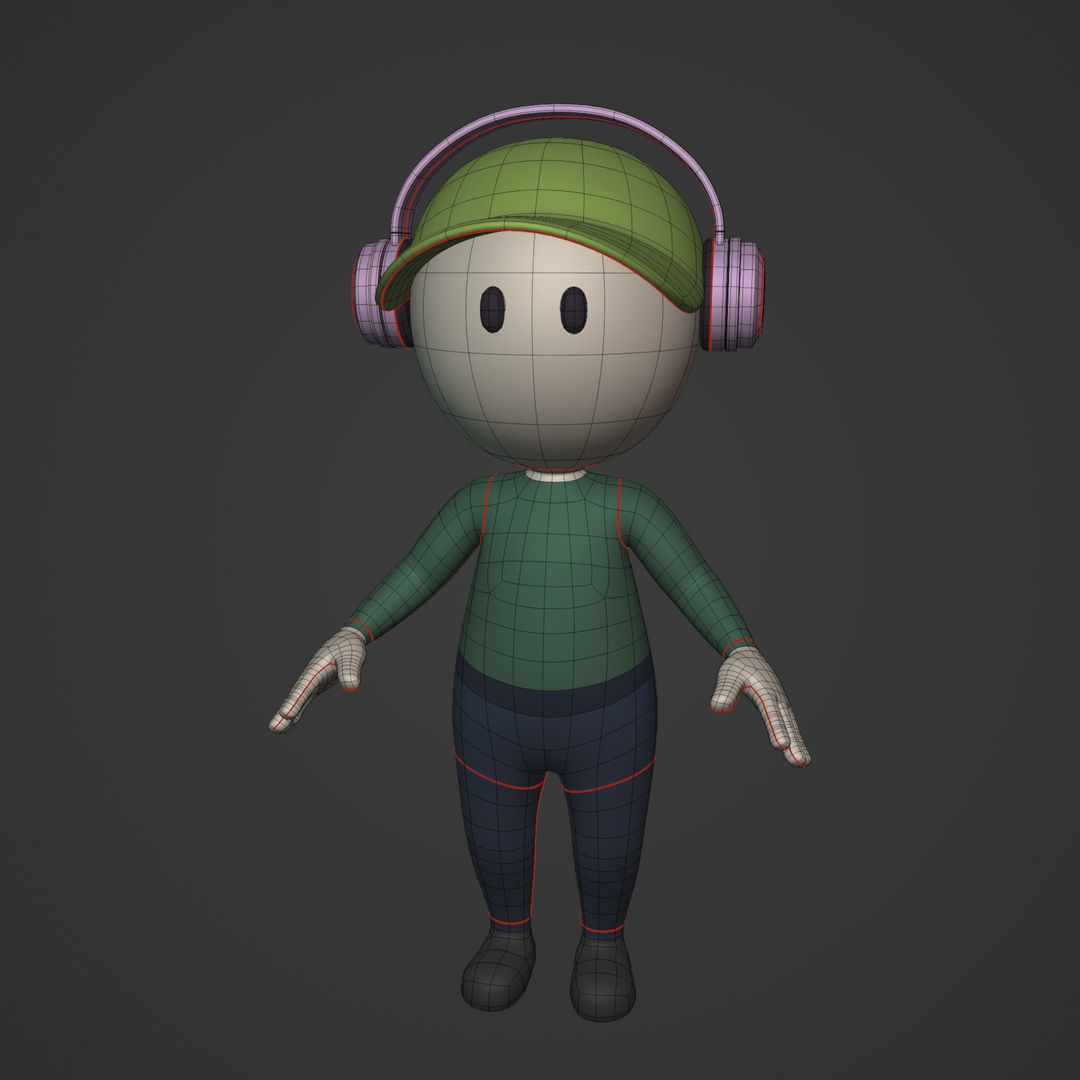 Cartoon Character - Man - Boy - Stickman Low-poly 3D model_4