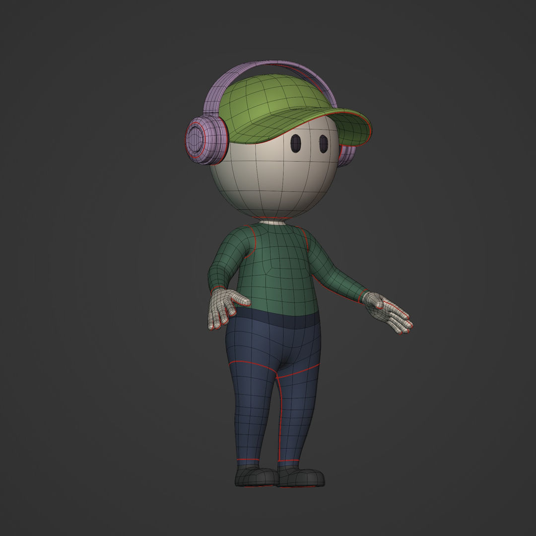 Cartoon Character - Man - Boy - Stickman Low-poly 3D model_8