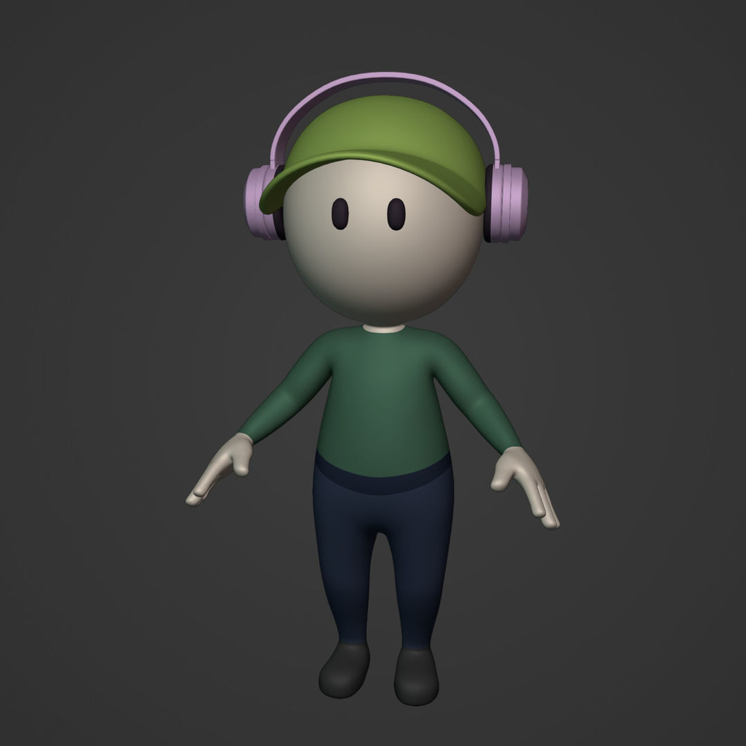 Cartoon Character - Man - Boy - Stickman Low-poly 3D model_3