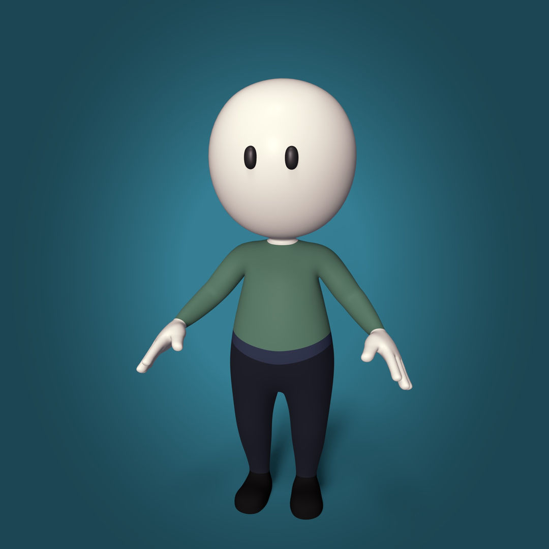 Cartoon Character - Man - Boy - Stickman Low-poly 3D model_1