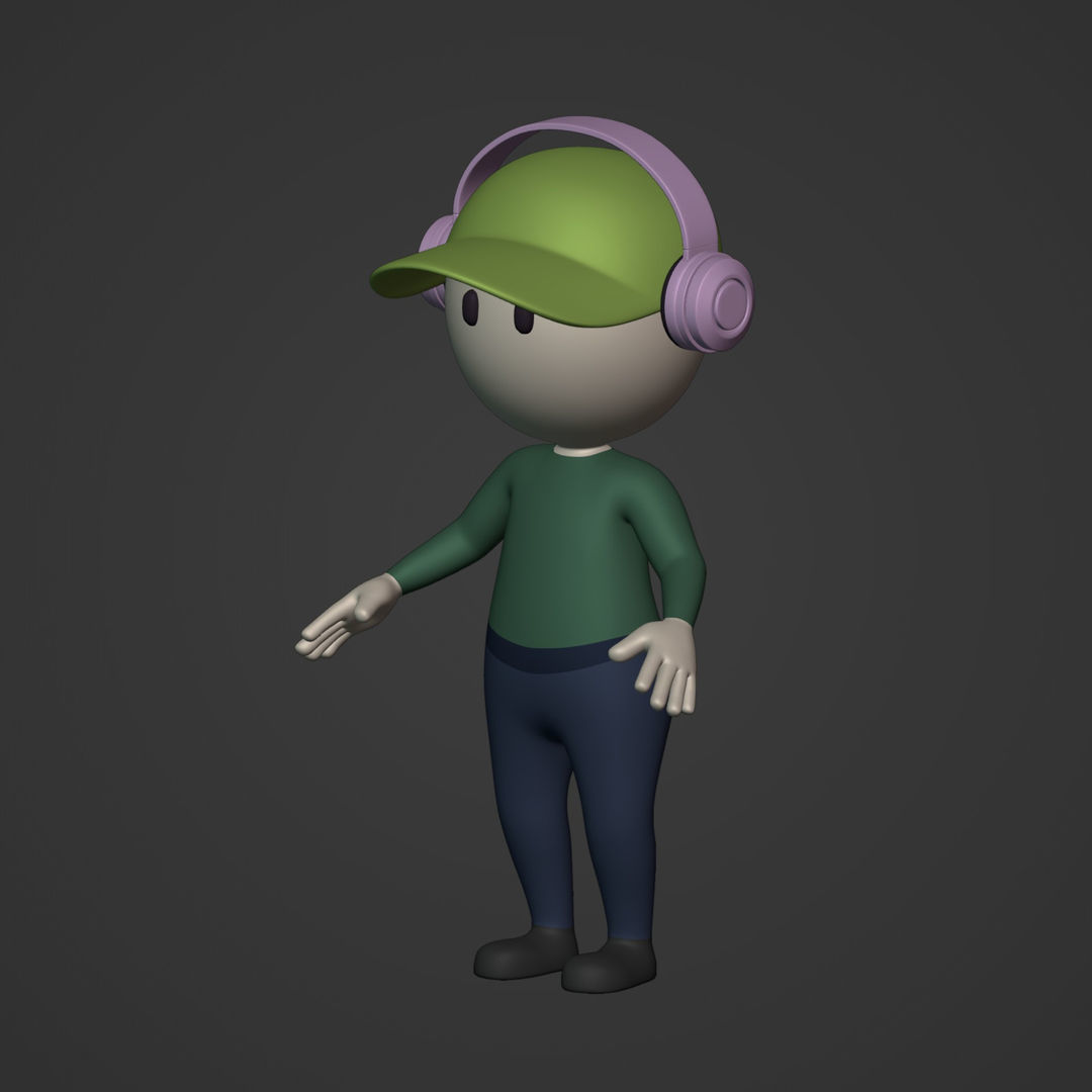 Cartoon Character - Man - Boy - Stickman Low-poly 3D model_5