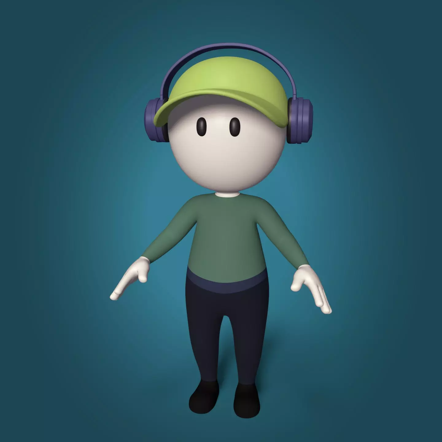 Cartoon Character - Man - Boy - Stickman Low-poly 3D model_0