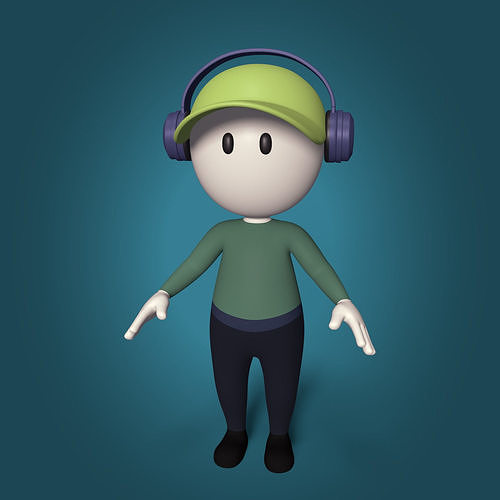 Cartoon Character - Man - Boy - Stickman Low-poly 3D model