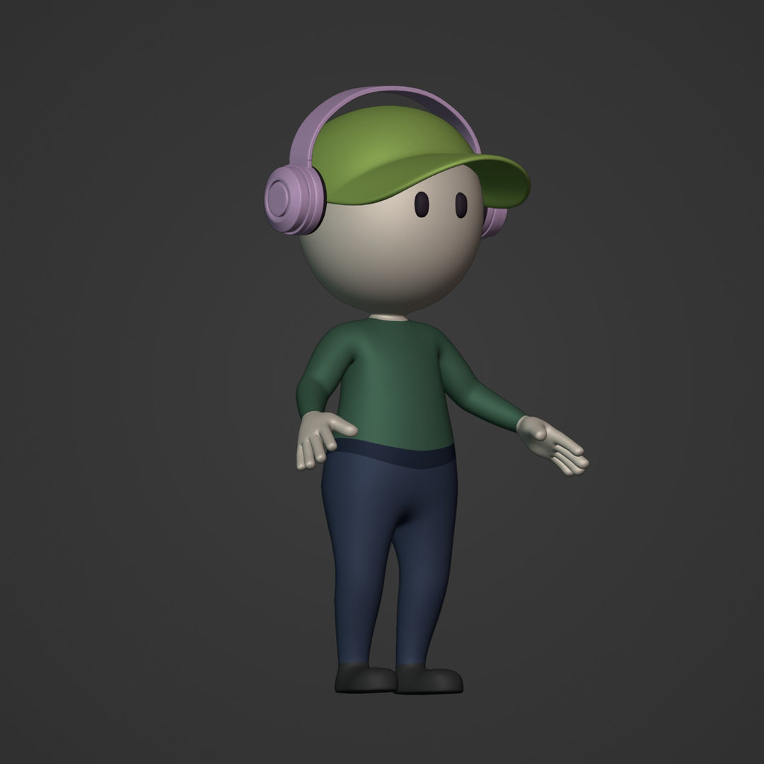 Cartoon Character - Man - Boy - Stickman Low-poly 3D model_7