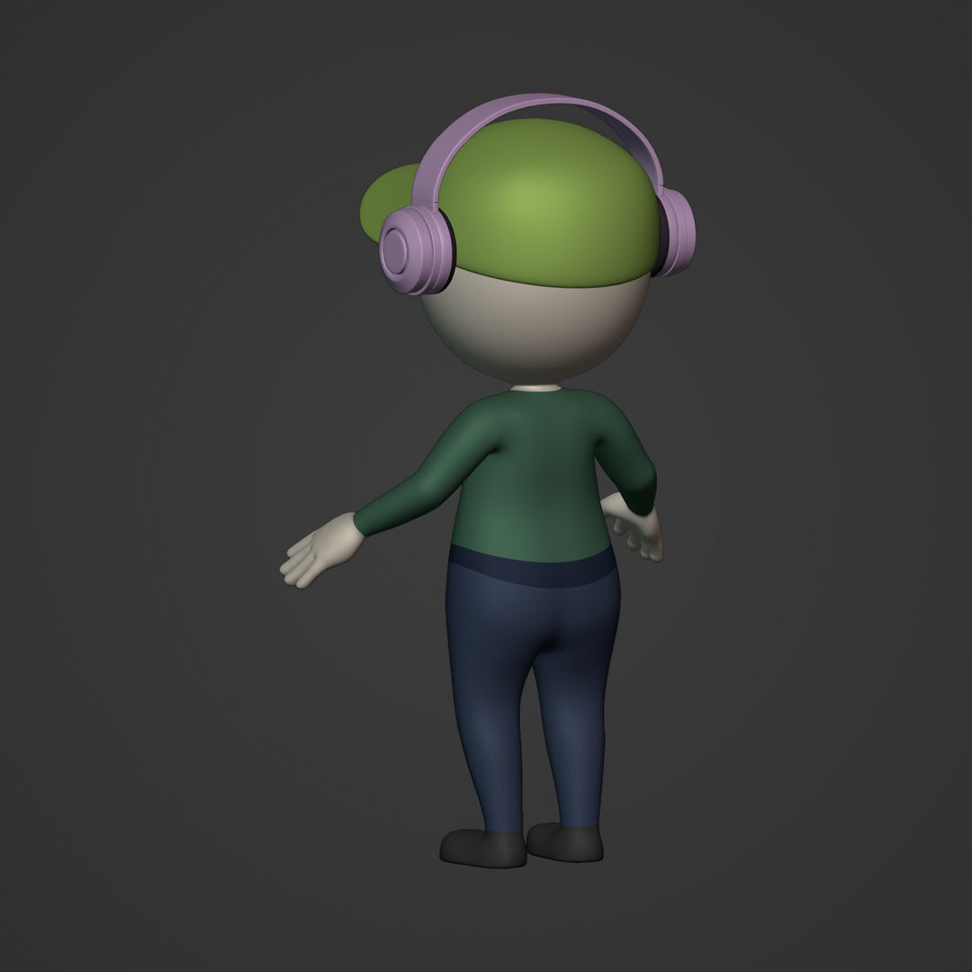 Cartoon Character - Man - Boy - Stickman Low-poly 3D model_11