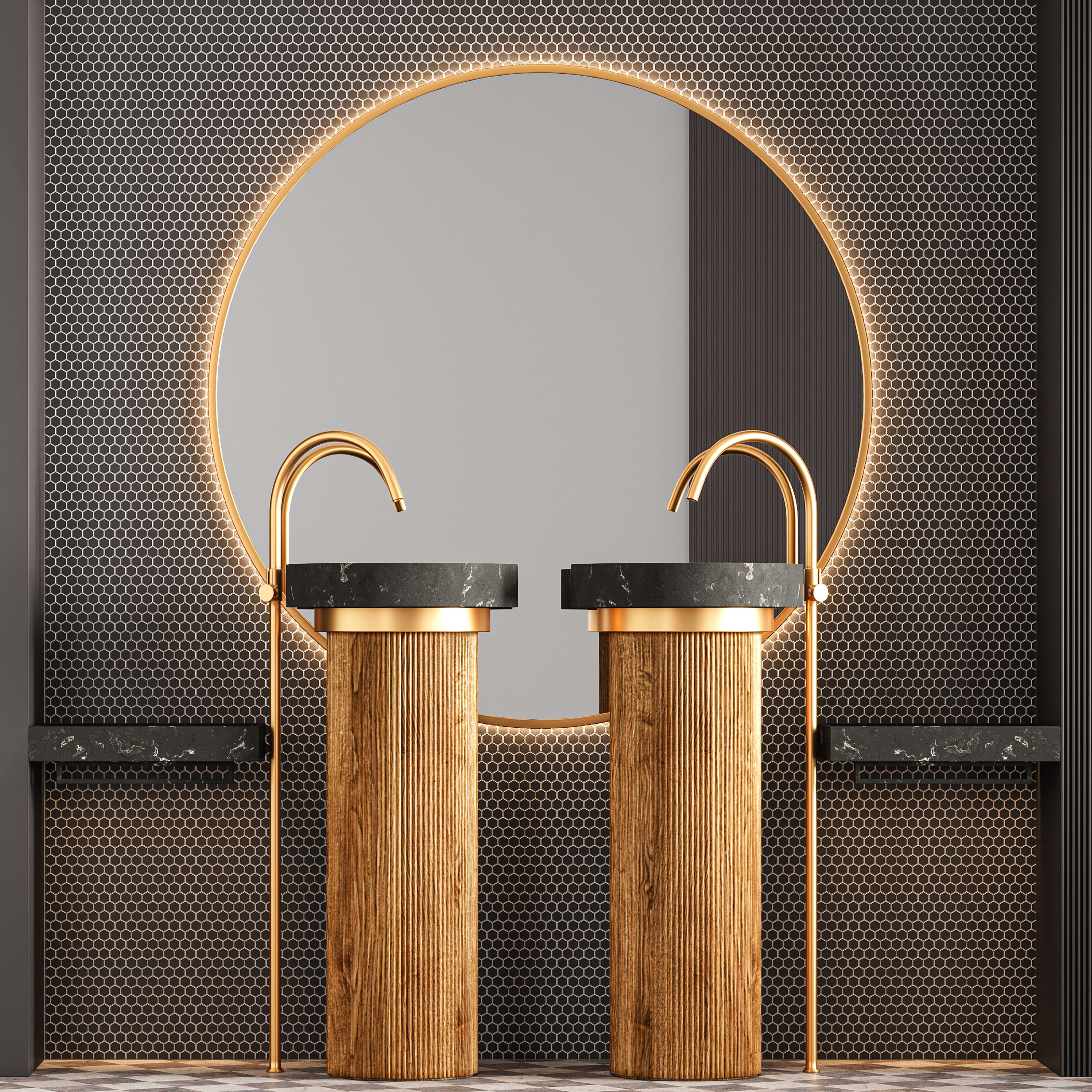 Bathroom Furniture Set 01 3D model_2