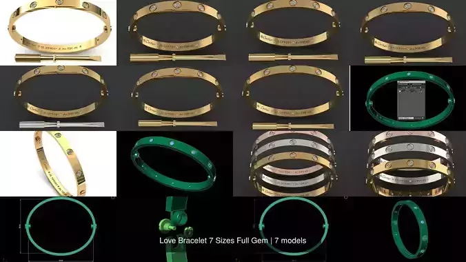 Love Bracelet 7 Sizes Full Gem