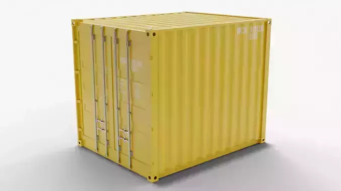 10Ft Cargo Container - Yellow - Clean 3D model
