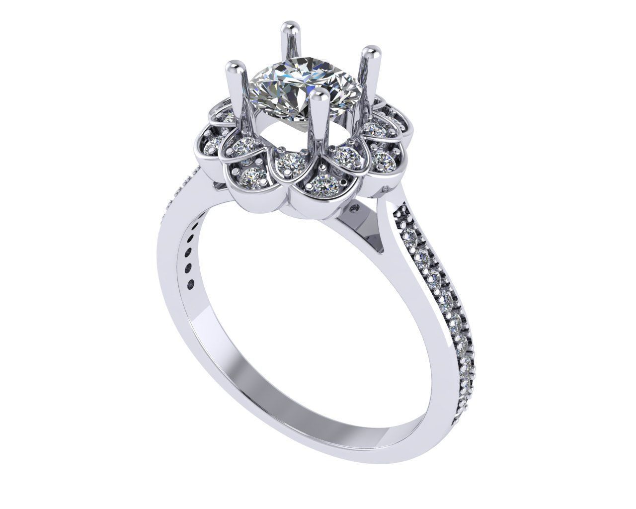 Women diamond engagement ring 3d render 3D print model_2