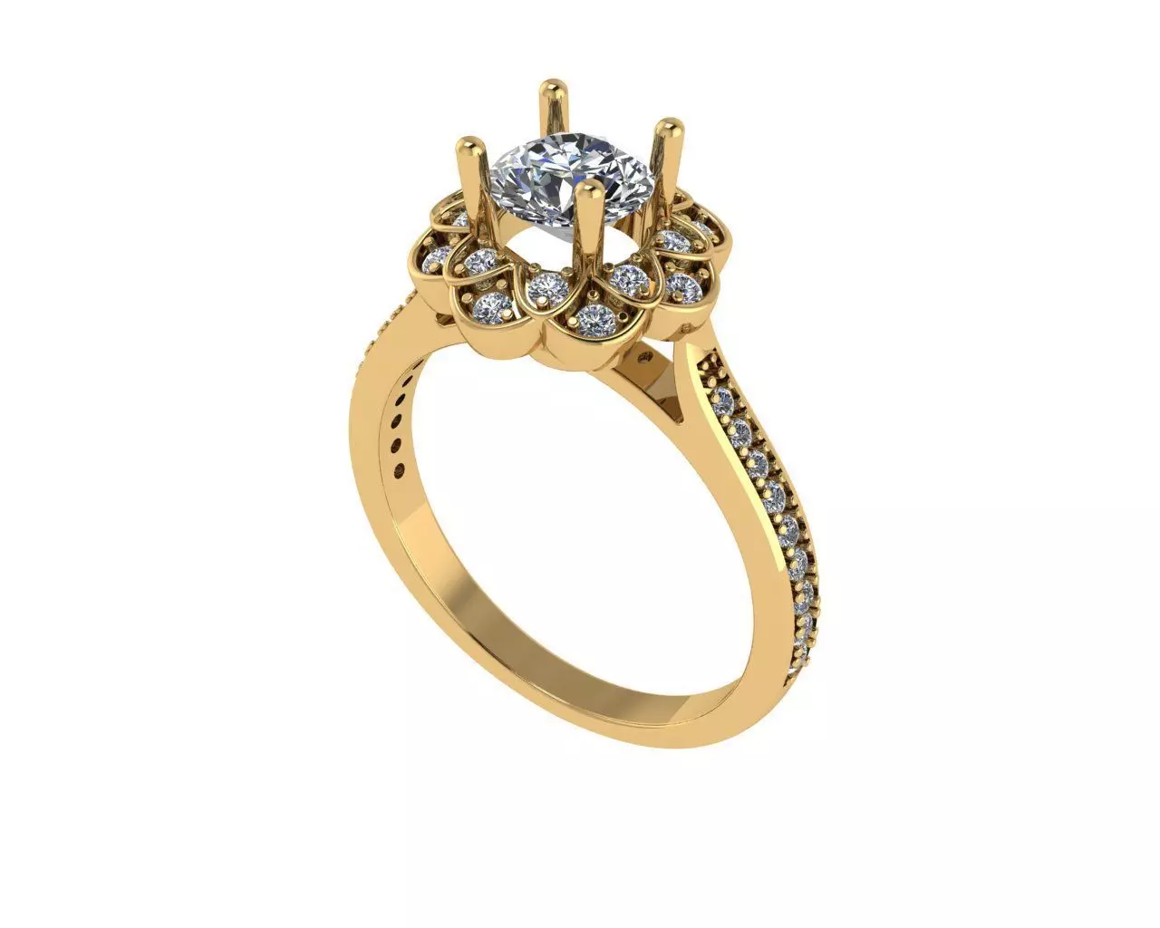 Women diamond engagement ring 3d render 3D print model_0