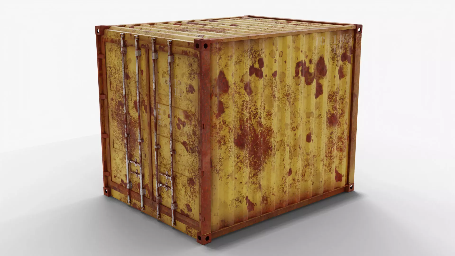 10Ft Cargo Container - Yellow - Rusted 3D model