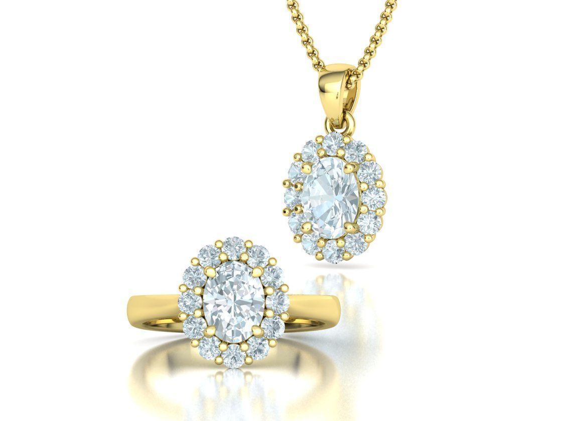 8x6 Oval 1ct Gem Princess Diana Ring and Pendant Collection _12