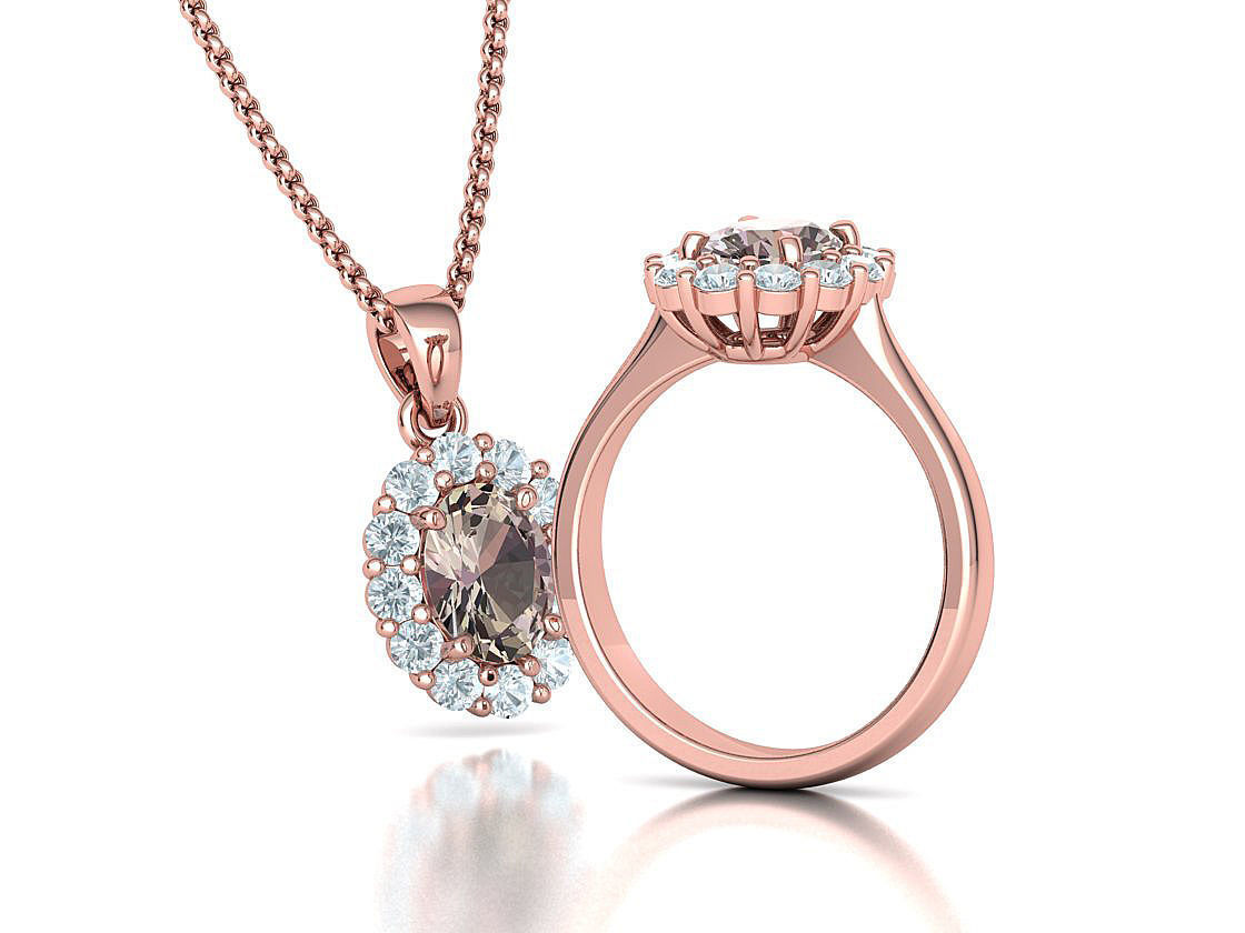 8x6 Oval 1ct Gem Princess Diana Ring and Pendant Collection _1