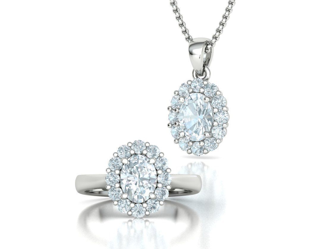 8x6 Oval 1ct Gem Princess Diana Ring and Pendant Collection _13