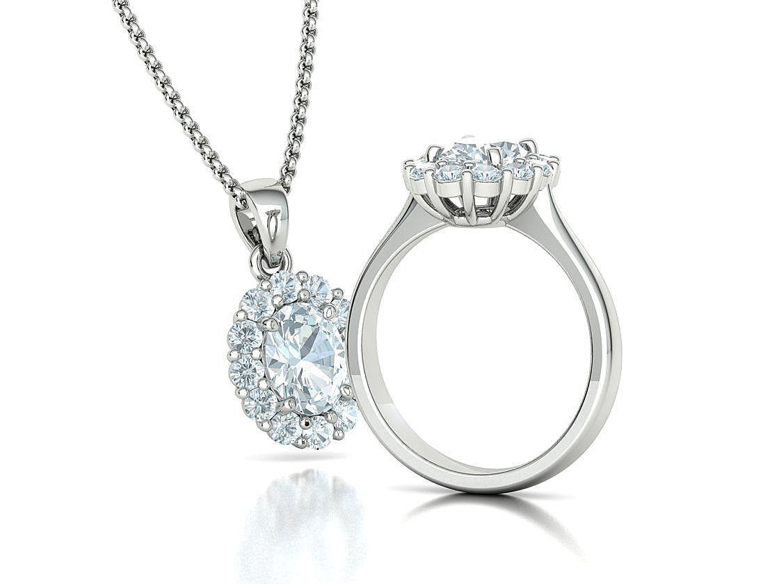 8x6 Oval 1ct Gem Princess Diana Ring and Pendant Collection _19