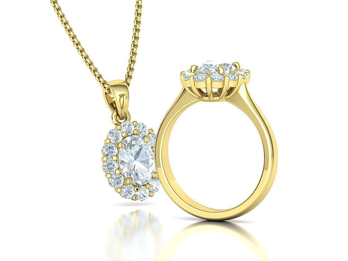 8x6 Oval 1ct Gem Princess Diana Ring and Pendant Collection _18