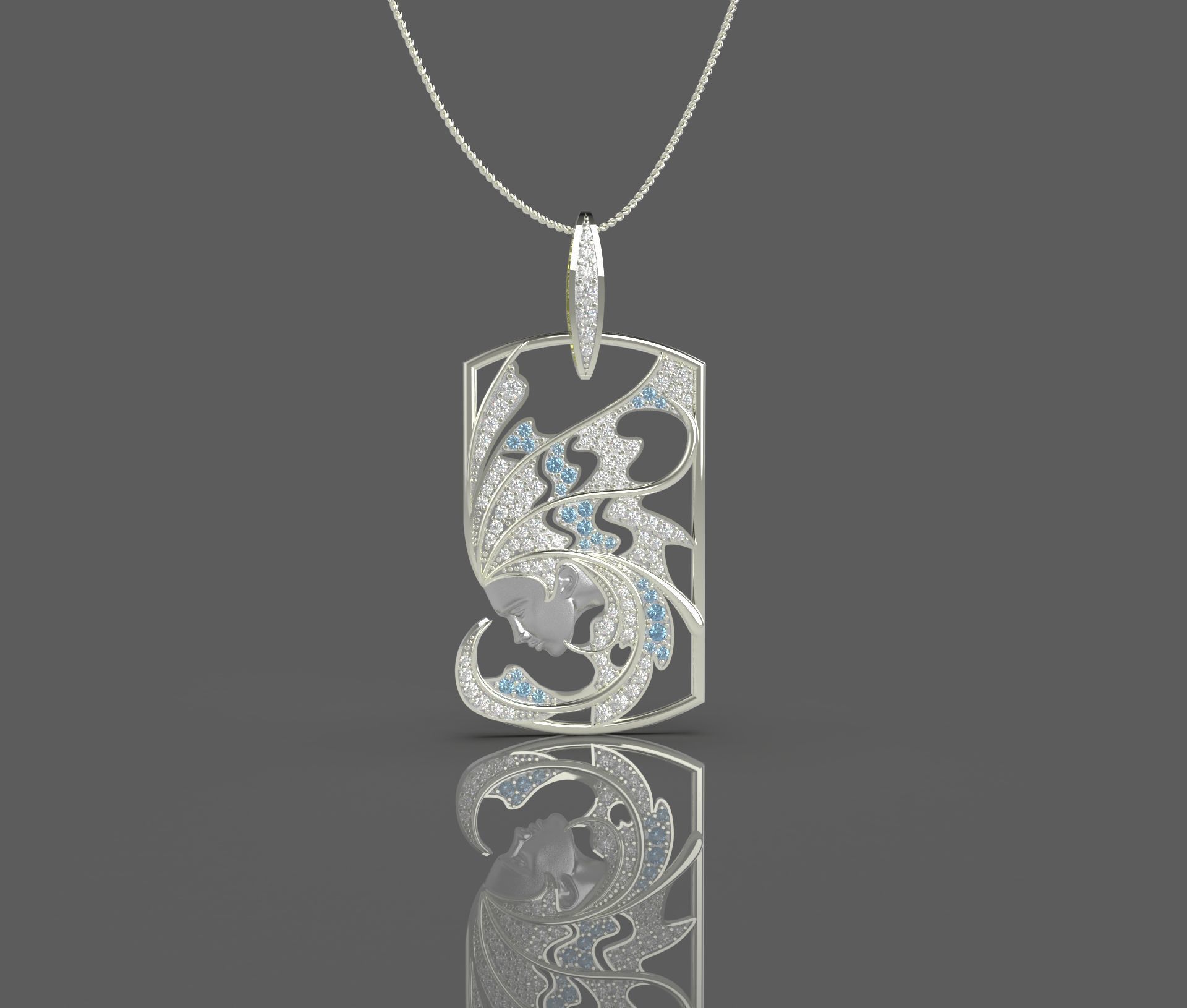 Pendant Atlantis sirena  magerit  3D print model_12